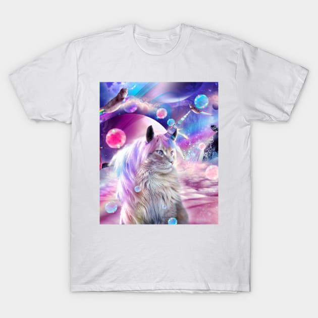 Space Rainbow Caticorn Cat Unicorn T-Shirt by Random Galaxy